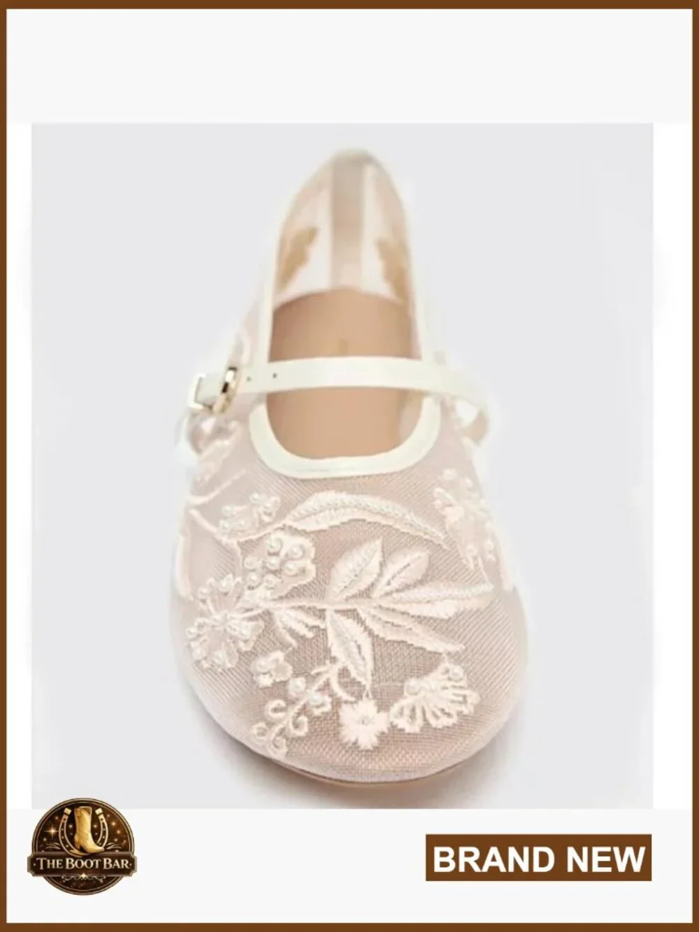 Mesh Ballet Flats for Women - Slip On Floral Embroidered Mary Jane Flats -